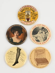COLLECTION OF 5 ADVERTISING POCKET MIRRORS