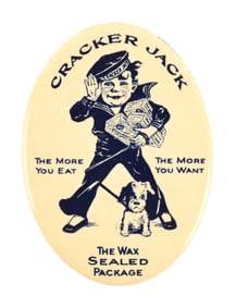 CRACKER JACK ADVERTISING POCKET MIRROR W/ BOY & DOG GRAPHIC