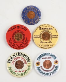 COLLECTION OF 5: ADVERTISING POCKET MIRRORS