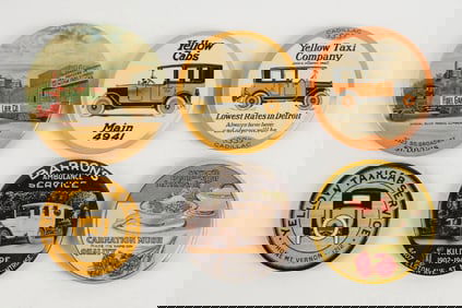 COLLECTION OF 6 PAPERWEIGHT ADVERTISING MIRRORS