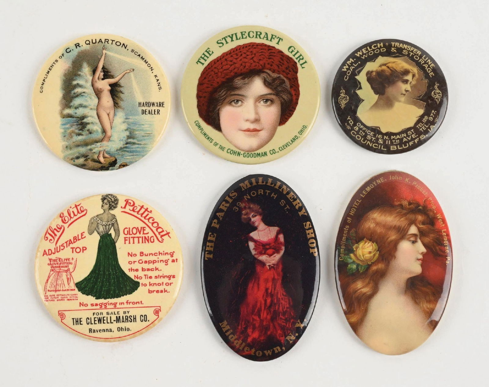 COLLECTION OF 6 ADVERTISING POCKET MIRRORS (1 of 2)