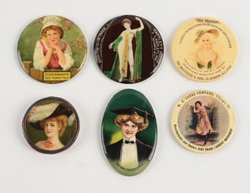 COLLECTION OF 6 ADVERTISING POCKET MIRRORS