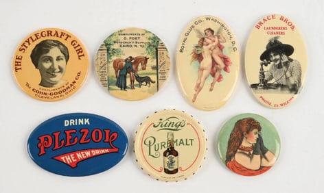 COLLECTION OF 7 ADVERTISING POCKET MIRRORS