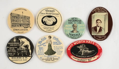 COLLECTION OF 7 ADVERTISING POCKET MIRRORS