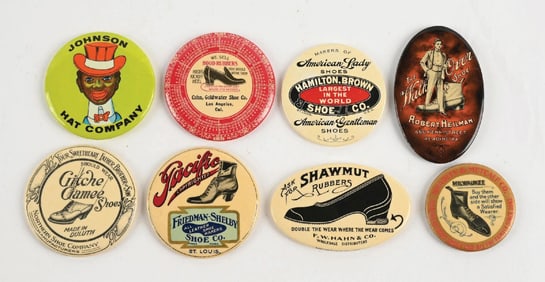 COLLECTION OF 8 ADVERTISING POCKET MIRRORS
