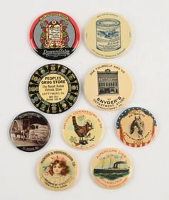 COLLECTION OF 9 ADVERTISING POCKET MIRRORS