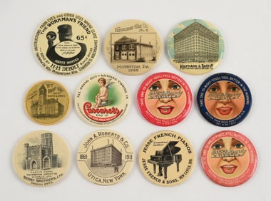 COLLECTION OF 11 ADVERTISING POCKET MIRRORS