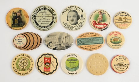 COLLECTION OF 14 ADVERTISING POCKET MIRRORS