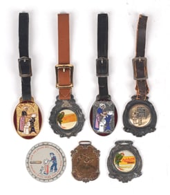 COLLECTION OF 7 VARIOUS ADVERTISING WATCH FOBS