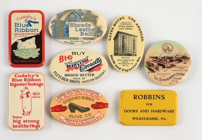 COLLECTION OF 8: ADVERTISING SHARPENING STONES