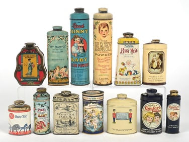 LARGE COLLECTION OF TALCUM POWDER TINS