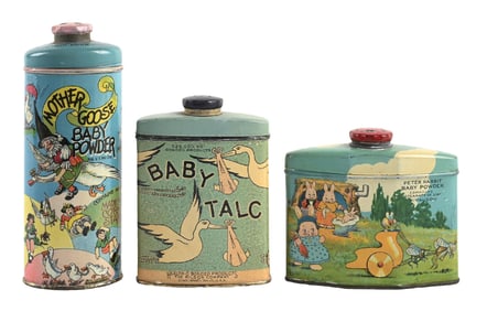 COLLECTION OF 3: BABY TALC POWDER TINS
