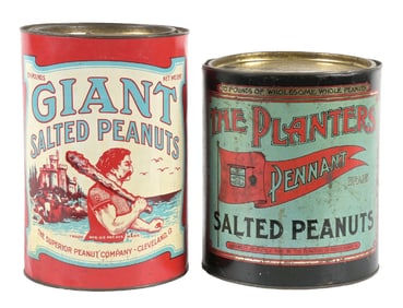 PAIR OF COUNTRY STORE PEANUT TINS