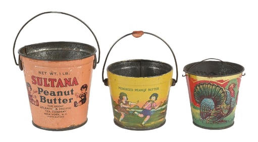 COLLECTION OF 3 PEANUT BUTTER ADVERTISING PAILS