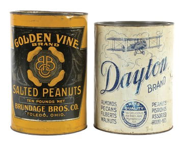 PAIR OF COUNTRY STORE PEANUT TINS