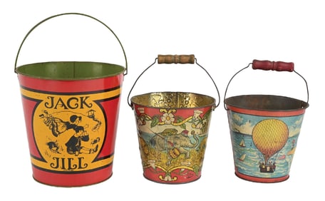COLLECTION OF 3 SAND PAILS IN VARIOUS SIZES