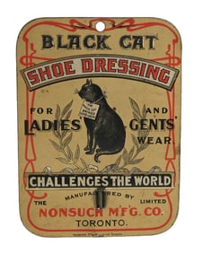 BLACK CAT SHOE DRESSING TIN HANGER HOLDER