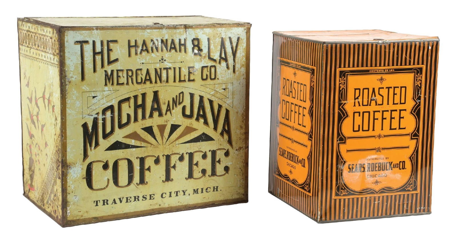 PAIR OF COUNTRY STORE COFFEE BIN TINS (1 of 4)
