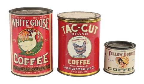 COLLECTION OF 3 COFFEE CANS