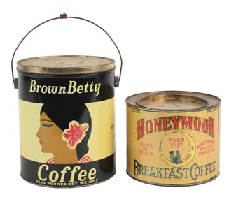 COLLECTION OF 2 EARLY COFFEE CANS