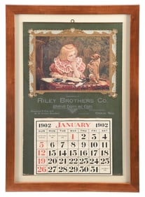 RILEY BROTHERS CO. FRAMED JANUARY 1902 CALENDAR