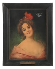 SCHRAFFT'S CHOCOLATE GIRL SIGN W/ FRAME