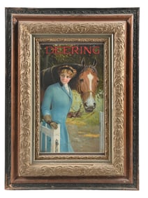 DEERING SIGN W/ WOMAN & HORSE GRAPHIC
