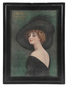 CHASE'S FINE CHOCOLATES PAPER SIGN W/ WOMAN GRAPHIC