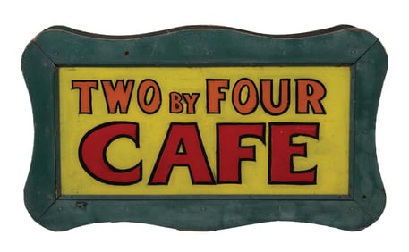 REVERSE PAINTED LIGHT-UP SIGN FOR THE TWO BY FOUR CAFE
