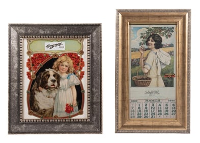 PAIR OF COGNAC CIGAR AND MCCORMICK DEERING FRAMED ADVERTISMENTS