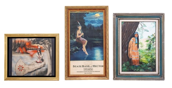 COLLECTION OF 3 FRAMED NATIVE AMERICAN PIECES