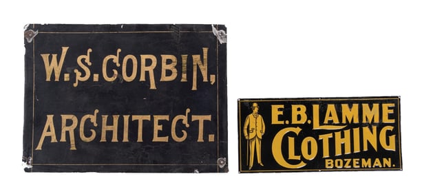 PAIR OF TIN ADVERTISING SIGNS
