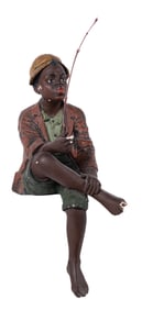 BLACK AMERICANA CHALK FISHING YOUNG BOY FIGURE