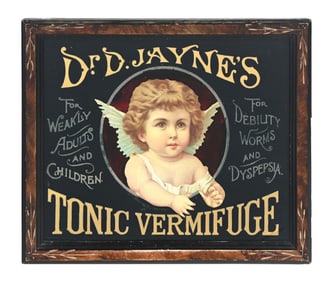 DR. D. JAYNE'S TONIC VERMIFUGE SIGN W/ CHERUB GRAPHIC