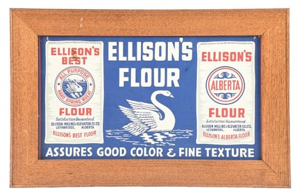 ELLISON'S FLOUR FRAMED CARDBOARD SIGN