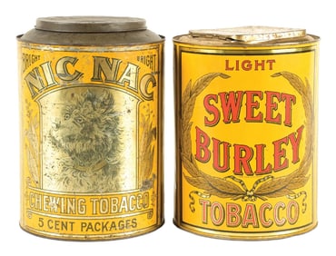 PAIR OF LARGE FORMAT TOBACCO TINS