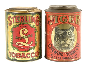 PAIR OF LARGE FORMAT TOBACCO TINS