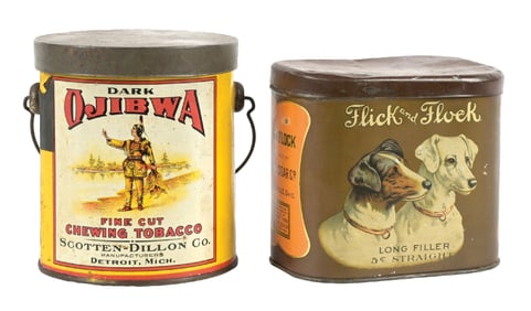 PAIR OF CIGAR STORE TOBACCO TINS