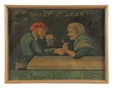 DARBY AND JOAN TOBACCO SIGN W/ OLD COUPLE GRAPHIC