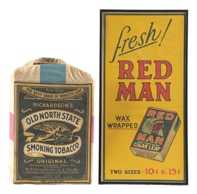 COLLECTION OF 2 OLD NORTH STATE SMOKING TOBACCO & FRESH! RED MAN TOBACCO ADVERTISEMENTS