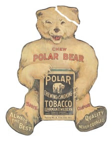POLAR BEAR CHEWING TOBACCO CARDBOARD SIGN