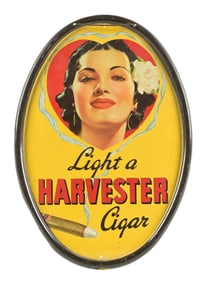 LIGHT A HARVESTER CIGAR OVAL SIGN