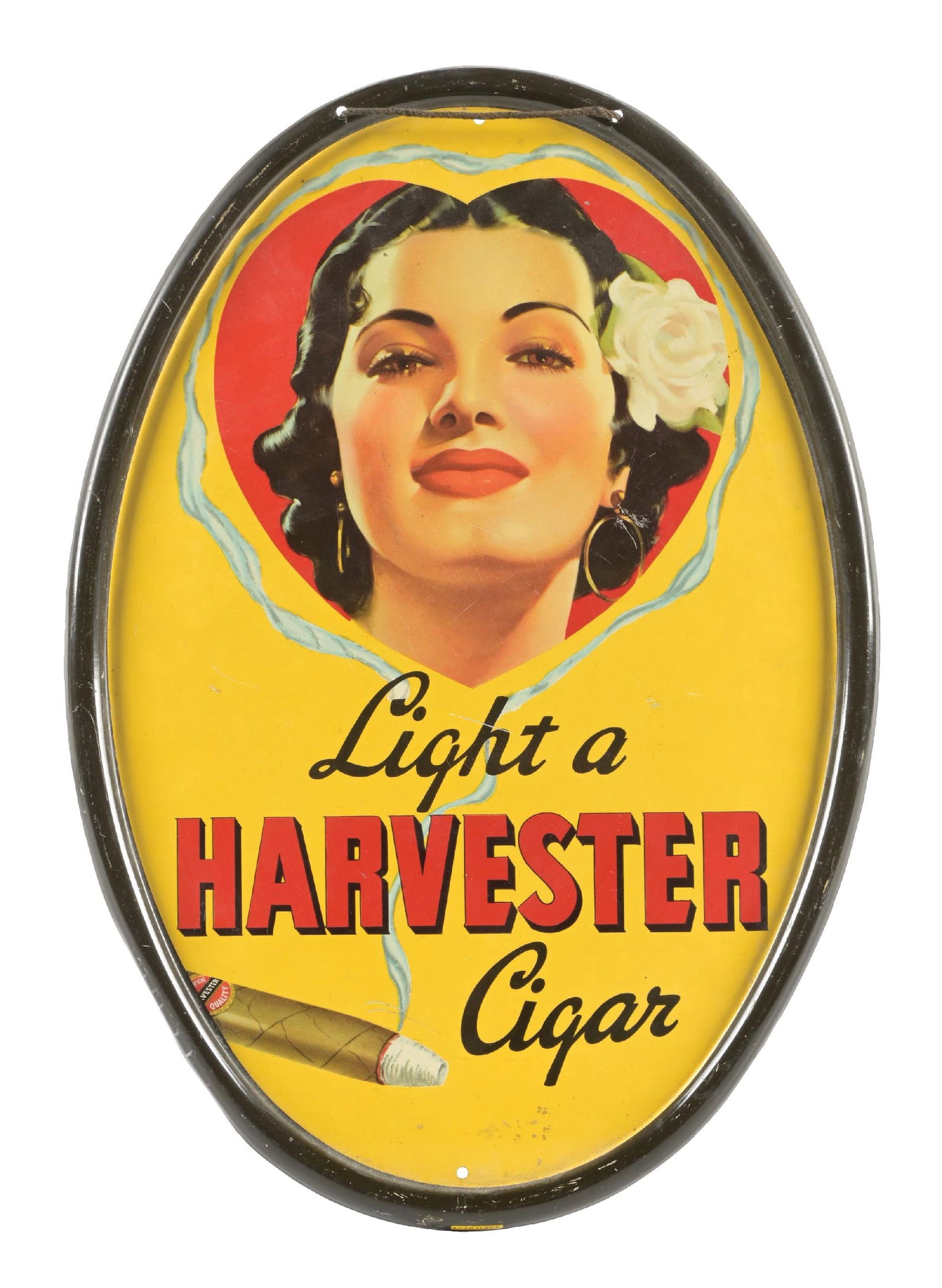 LIGHT A HARVESTER CIGAR OVAL SIGN (1 of 2)