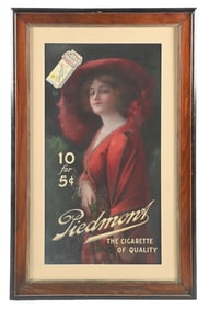 PIEDMONT CIGARETTES SIGN W/ WOMAN IN RED GRAPHIC
