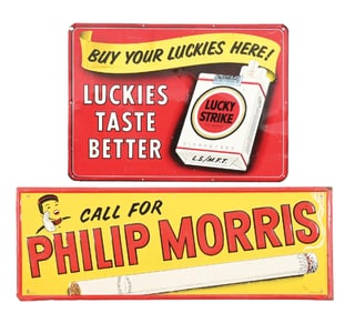 COLLECTION OF 2: PHILLIP MORRIS AND LUCKY STRIKE SIGNS