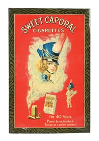 SWEET CAPORAL CIGARETTES SIGN W/ WOMAN GRAPHIC