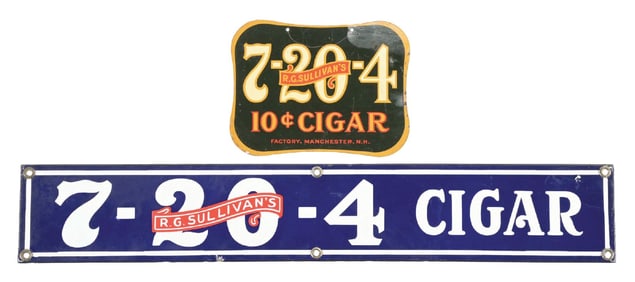 COLLECTION OF 2: 7-20-4 CIGAR SIGNS.