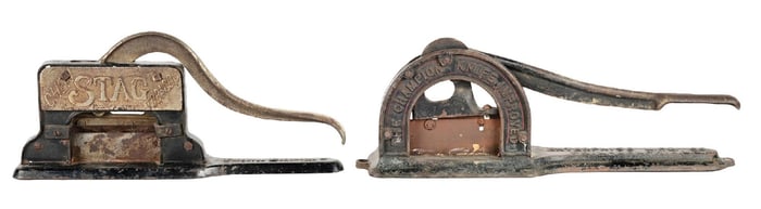 PAIR OF EARLY CAST IRON TOBACCO CUTTERS