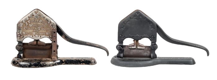 PAIR OF EARLY CAST IRON TOBACCO CUTTERS