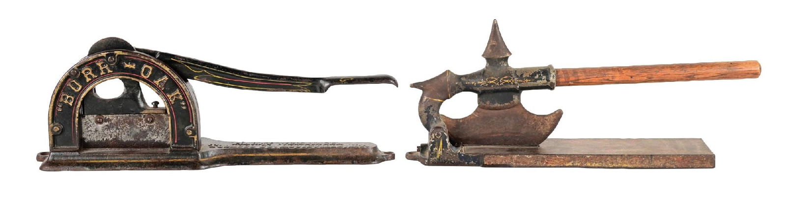 PAIR OF EARLY CAST IRON TOBACCO CUTTERS (1 of 5)